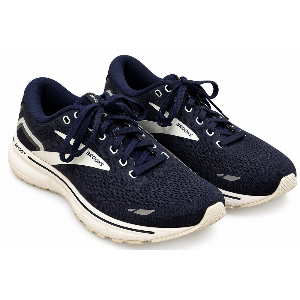 Brooks Ghost 15 Women's 9 B Navy White Running Walking Shoes Sneakers